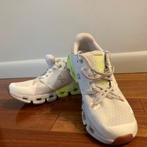 On Running White and Green Sneakers